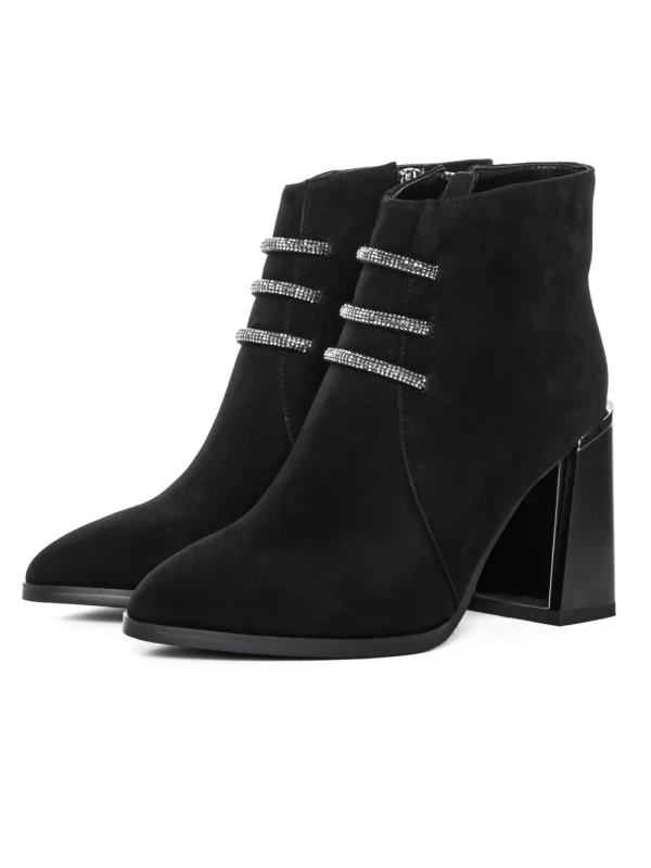 Botine Dama cu toc gros M01-01A Negru Jose Simon