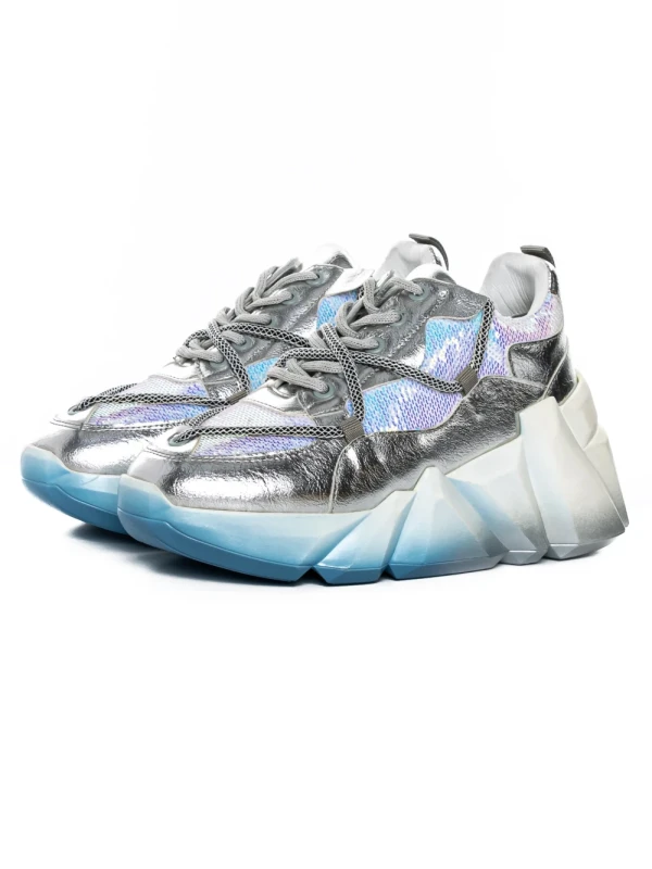 Pantofi Sport Dama cu Platforma M0182-104 Argintiu Seniorah