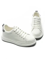 Pantofi Sport Barbati din piele naturala 51191 WHITE-BLACK | ADVANCER