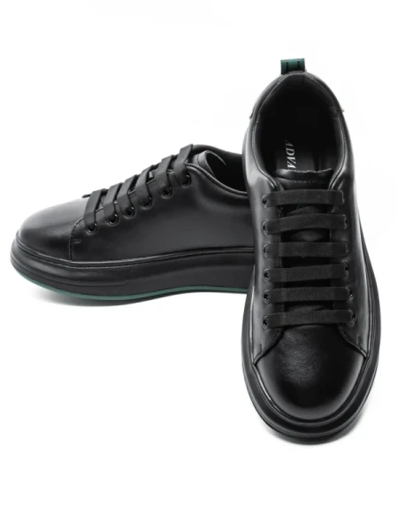 Pantofi Sport Barbati din piele naturala 51191 BLACK-GREEN | ADVANCER