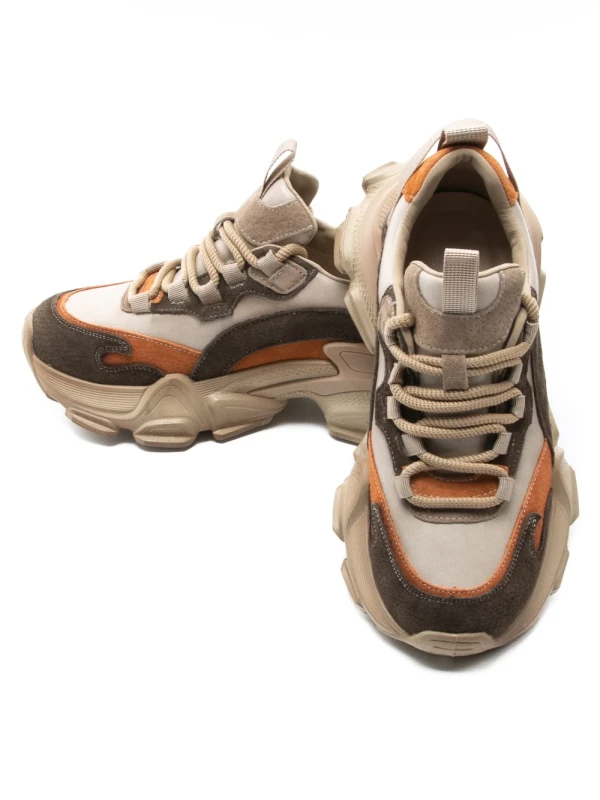 Pantofi Sport Dama din piele naturala Y5758-2 CREAM-ORANGE | ADVANCER