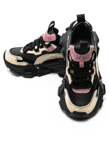 Pantofi Sport Dama din piele naturala Y5758-2 BLACK-PINK | ADVANCER