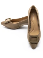 Pantofi cu toc din piele naturala 2216-50 KHAKI | ADVANCER