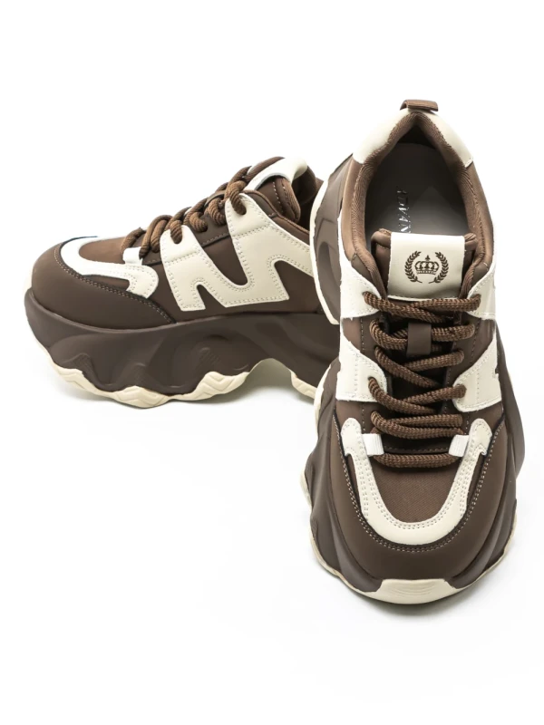Pantofi Sport Dama din piele naturala 3A532 BROWN-CREAM | ADVANCER