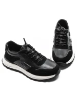 Pantofi Sport Barbati din piele naturala 8077 BLACK-WHITE | ADVANCER