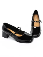 Pantofi cu toc din piele naturala TP312-1 BLACK | ADVANCER