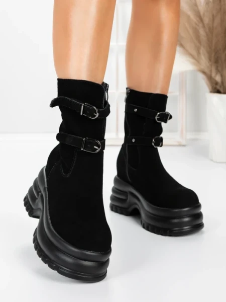 Ghete Dama din piele naturala 5W62 BLACK | PANTOFUL