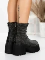 Ghete Dama cu Platforma 5WL77 BLACK-GUNCOLOR | MEI
