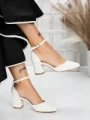 Pantofi cu Toc Gros 3XKK81 WHITE | MEI