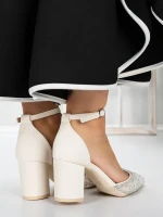 Pantofi cu Toc Gros 5XKK37 BEIGE | MEI