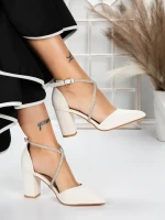 Pantofi cu Toc Gros 2YXD63 BEIGE | MEI