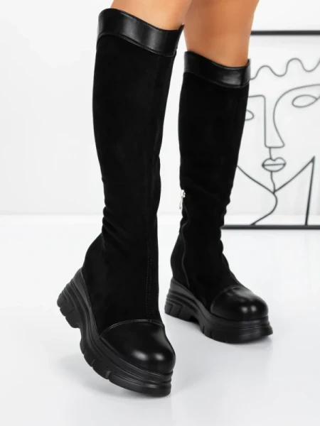 Cizme Dama cu Platforma 58WL13 BLACK | MEI