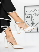 Pantofi cu Toc Gros 2YXD63 WHITE | MEI