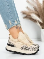 Pantofi Casual Dama din piele naturala 58W26 YELLOW-LEOPARD | PANTOFUL