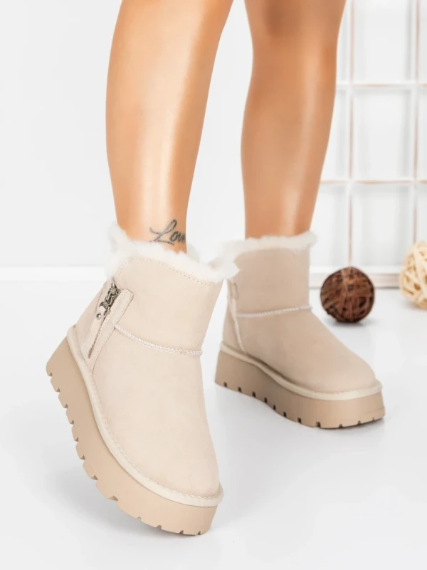 Ghete Dama din piele naturala 5W95 KHAKI | PANTOFUL