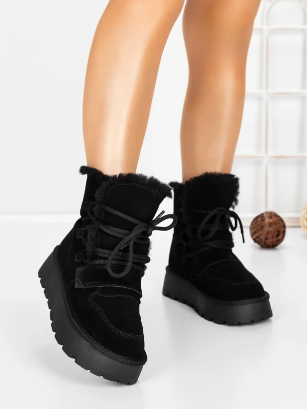 Ghete Dama din piele naturala 5W96 BLACK | PANTOFUL