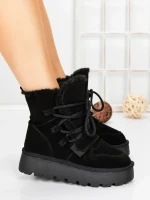 Ghete Dama din piele naturala 5W96 BLACK | PANTOFUL