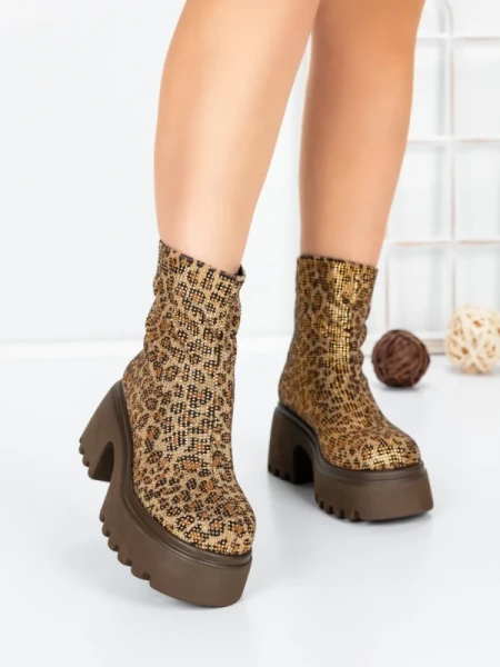 Ghete Dama cu Platforma 5WL77 LEOPARD PRINT | MEI