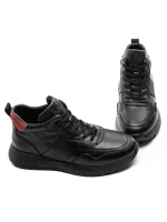 Ghete Barbati din piele naturala 5786 BLACK-RED | ADVANCER