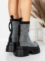 Ghete Dama cu Platforma 5SJN23 BLACK-WHITE | MEI