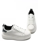 Muške sportske cipele od prirodne kože 3221 Bijela-Crna | Advancer