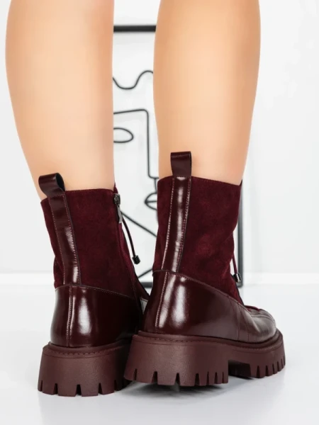 Ghete Dama din piele naturala 52AD8 WINERED | PANTOFUL