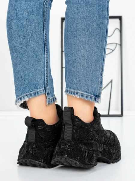 Pantofi Sport Dama cu Platforma 5WL93 BLACK | MEI