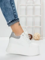 Pantofi Sport Dama cu Platforma 3592-7 WHITE-GREY | MEI