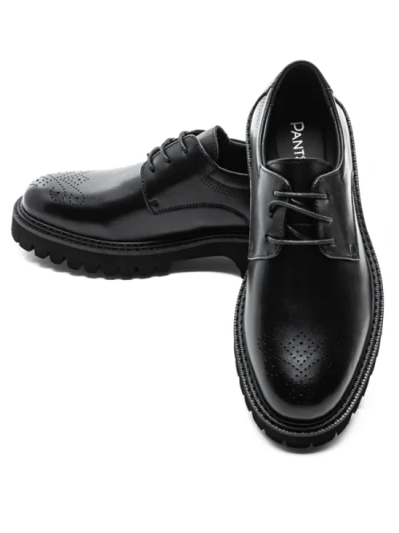 Pantofi Casual Barbati din piele naturala 5NXE68 BLACK | PANTOFUL