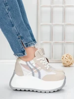 Pantofi Sport Dama cu Platforma 5WL111 WHITE | MEI