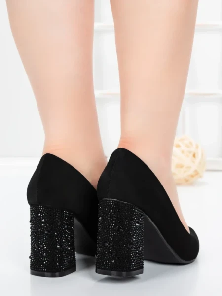 Pantofi cu Toc Gros 5YXD5 BLACK | MEI