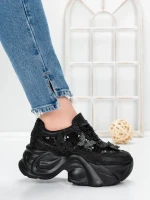 Pantofi Sport Dama cu Platforma 5WL112 BLACK | MEI