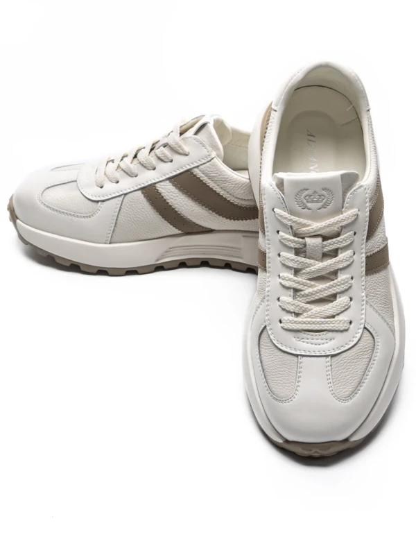 Pantofi Sport Barbati din piele naturala 5317 WHITE-APRICOT | ADVANCER