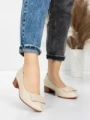 Pantofi cu toc din piele naturala 6885 CREAM | ADVANCER