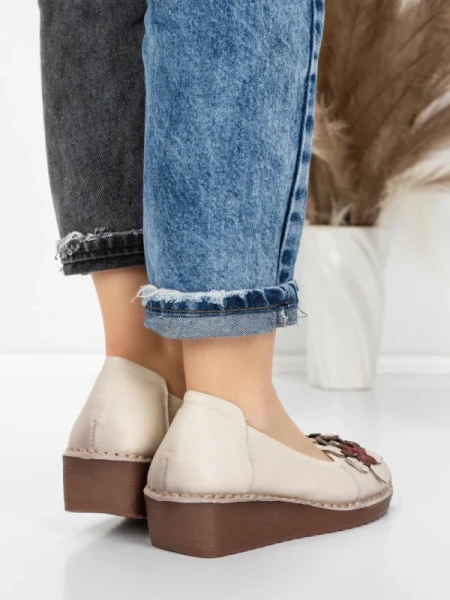 Balerini Dama din piele naturala F166 CREAM | ADVANCER