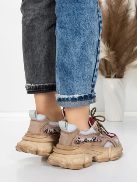 Pantofi Sport Dama din piele naturala Y5757-1 WINE | ADVANCER