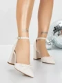 Pantofi cu Toc Gros 5XKK85 BEIGE | MEI