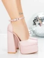 Pantofi cu Toc gros si Platforma 2SY12 PINK | MEI