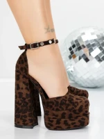 Pantofi cu Toc gros si Platforma 2SY12 DARK LEOPARD | MEI