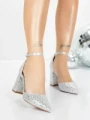 Pantofi cu Toc Gros 5XKK76 SILVER | MEI