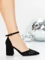 Pantofi cu Toc Gros 5XKK82 BLACK | MEI