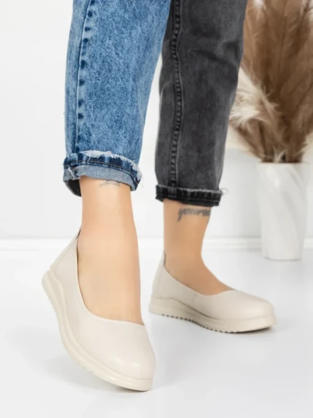 Balerini Dama din piele naturala 6651 CREAM | ADVANCER