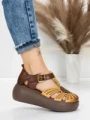 Sandale Dama din piele naturala 10682 YELLOW-BROWN | ADVANCER