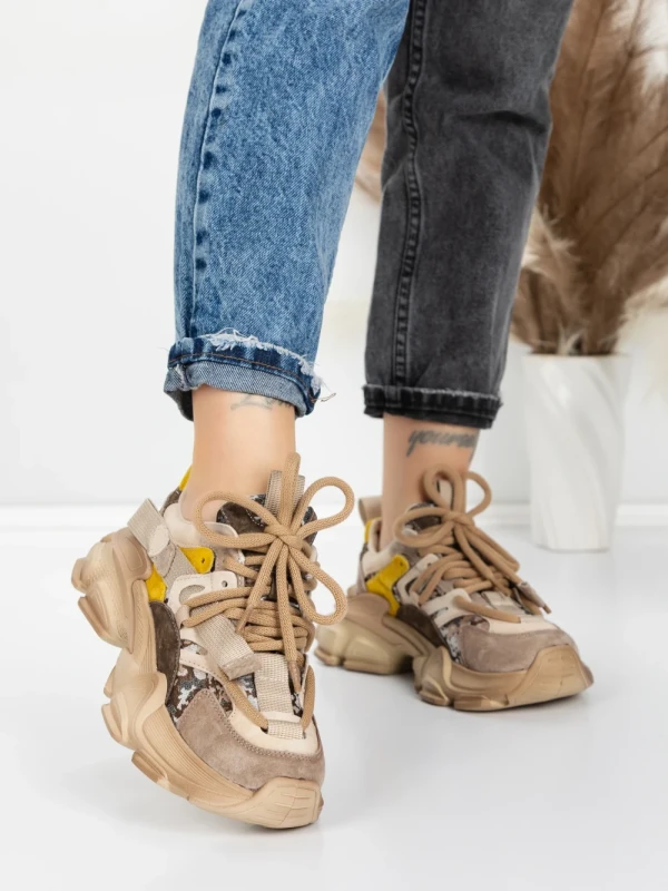 Pantofi Sport Dama din piele naturala Y5759-1 APRICOT | ADVANCER