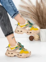 Pantofi Sport Dama din piele naturala HY2986 CREAM-GREY | FRANCO GERARDO