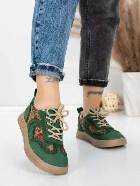 Pantofi Sport Dama din piele naturala 2536 GREEN | FRANCO GERARDO