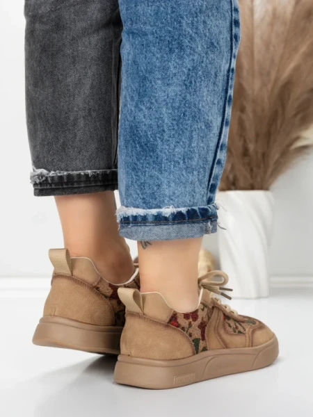 Pantofi Sport Dama din piele naturala 2536 KHAKI | FRANCO GERARDO