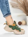 Pantofi Sport Dama din piele naturala 7110 GREEN-CREAM | FRANCO GERARDO