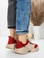 Pantofi Sport Dama din piele naturala 7109 RED-CREAM | FRANCO GERARDO