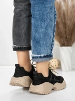 Pantofi Sport Dama din piele naturala 7109 BLACK | FRANCO GERARDO